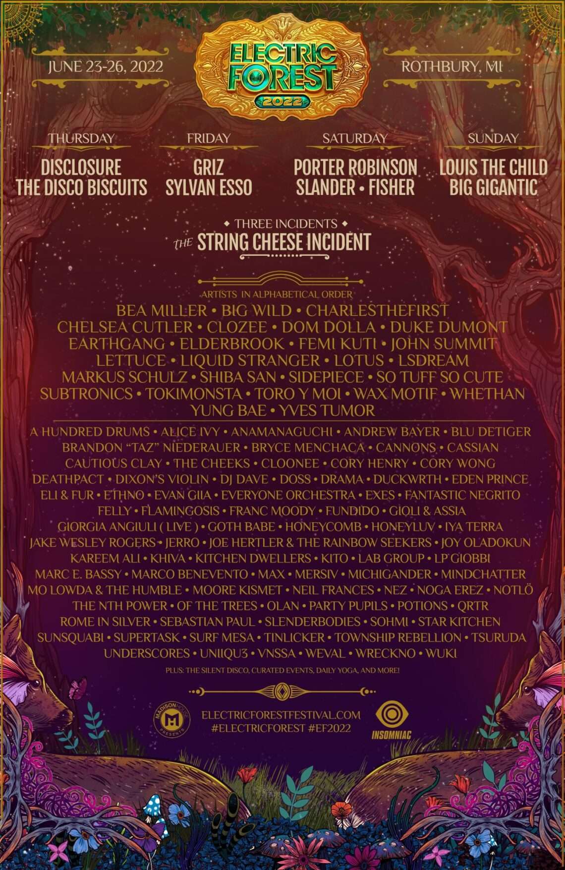 Electric Forest Reveals 2022 Artist Lineup Who's New, Who's Been